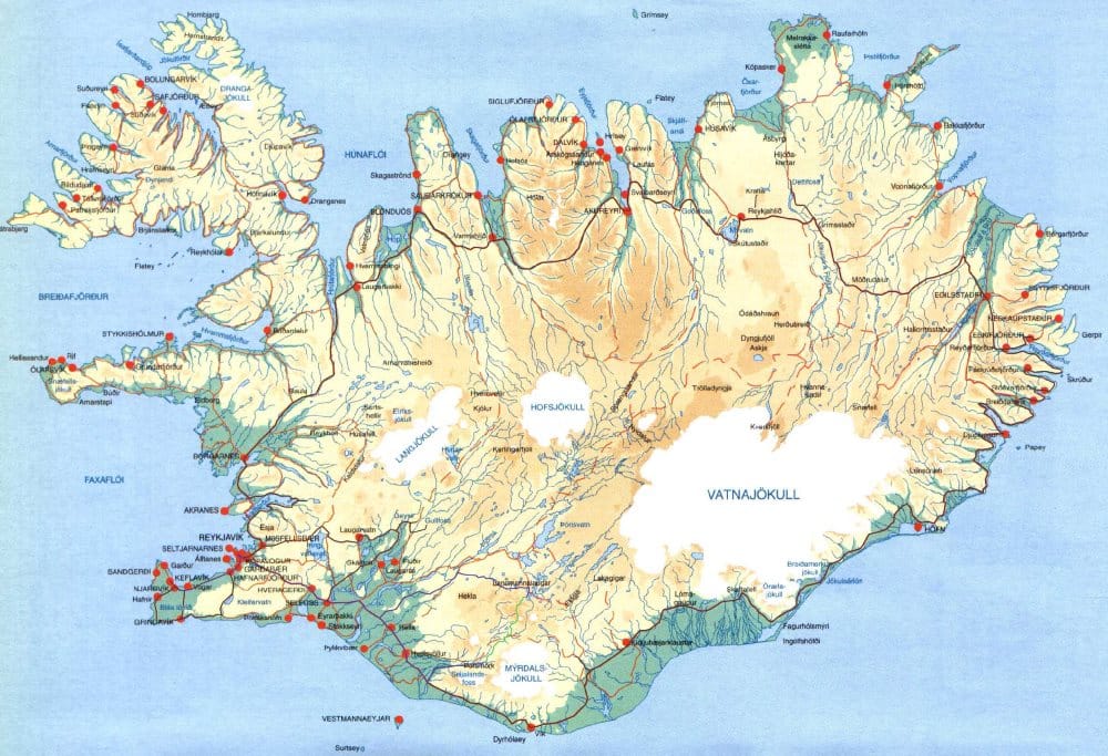 Carte routière Islande