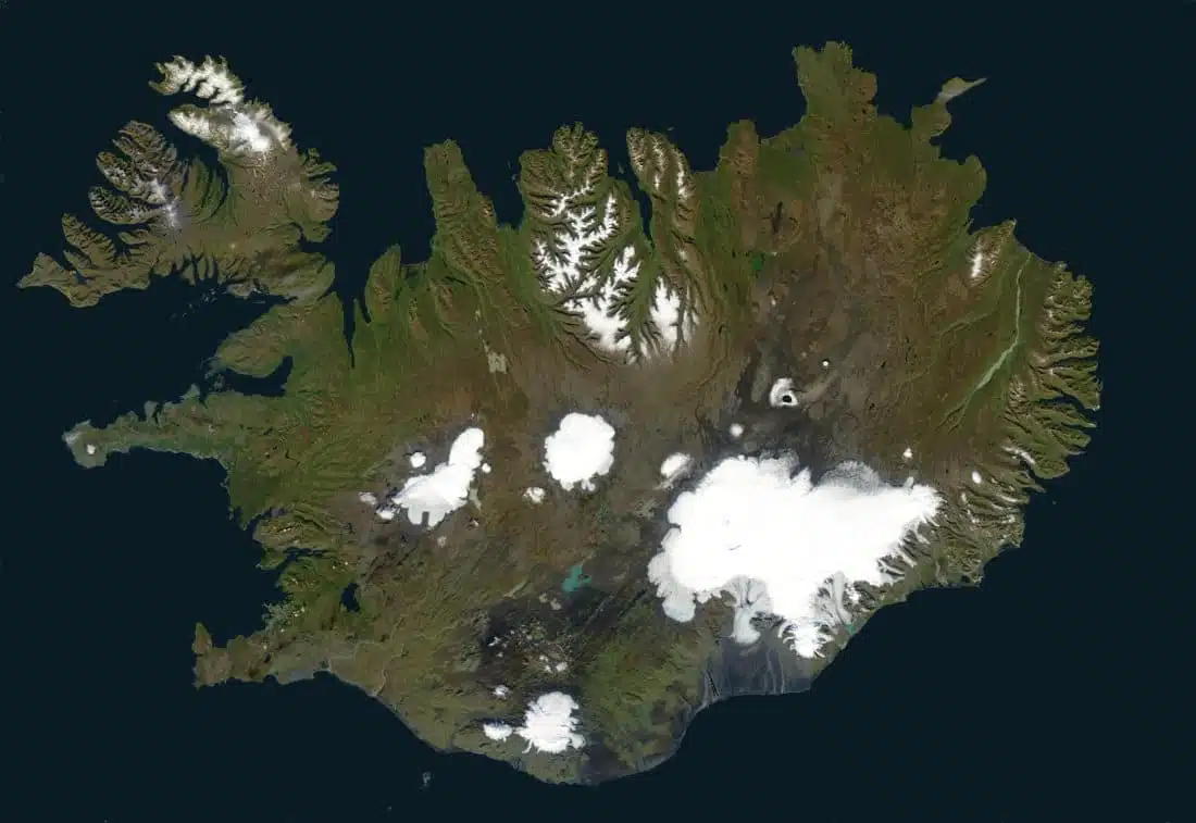 Photo satellite de l'Islande