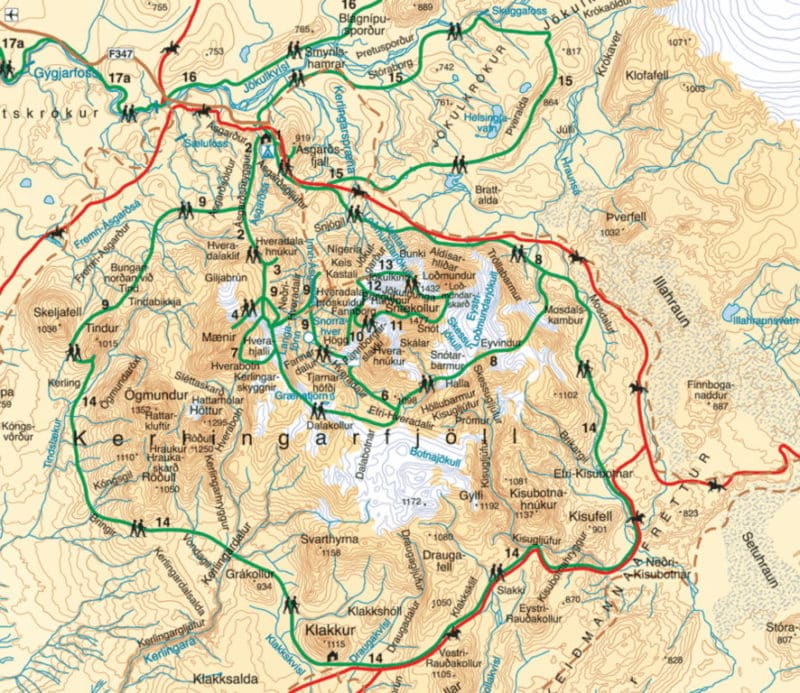 Carte de randonnée de Kerlingarfjöll