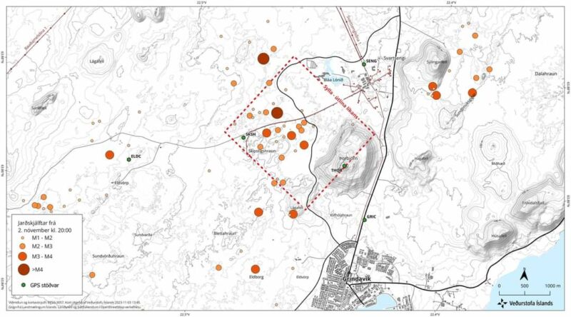 Zone probable de l'éruption