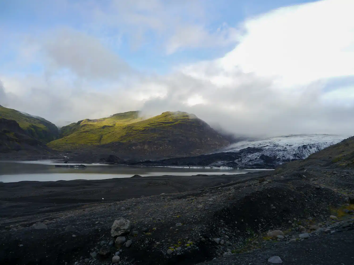 Glacier Solheimajokull et lac
