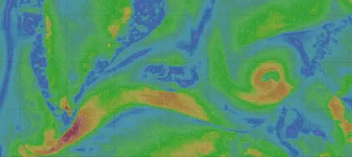 Meteo Islande - carte des vents Windy (6-12 juillet 2026) Carte des vents Windy centree sur l Islande, semaine du 6 au 12 juillet 2026