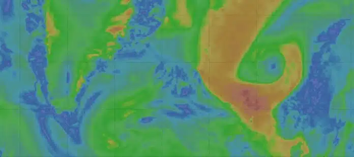 Meteo Islande - carte des vents Windy - 27 juillet 2026 Carte des vents en Islande, semaine du 27 juillet au 2 aout 2026 (Windy)