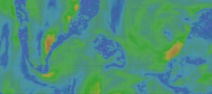 Meteo Islande - carte des vents Windy - semaine du 3 au 9 aout 2026 Carte des vents en Islande pour la semaine du 3 au 9 aout 2026 (Windy)