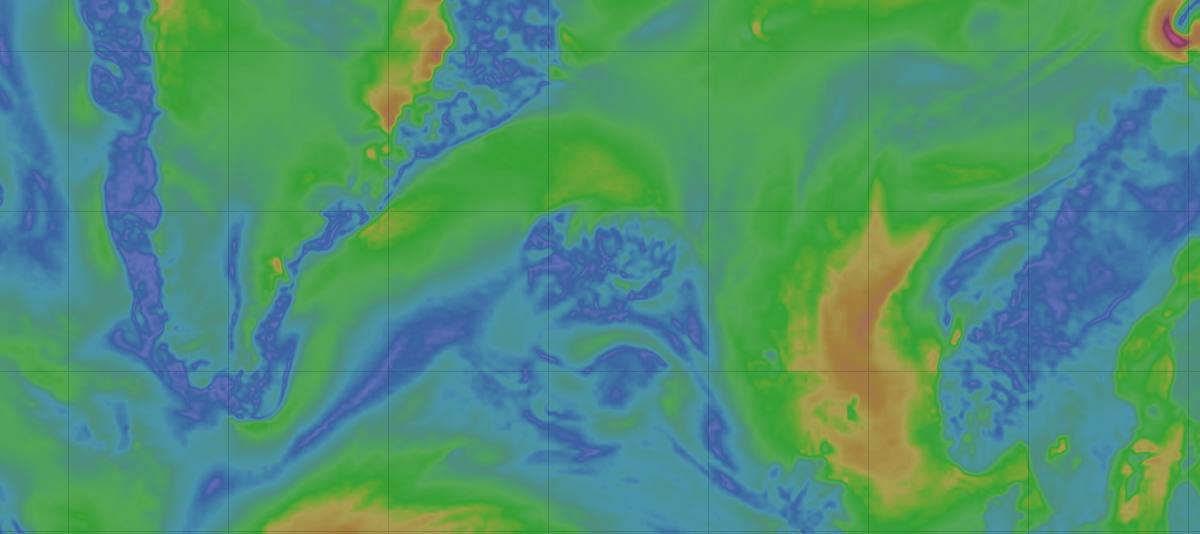 Carte des vents sur l'Islande pour la semaine du 10 au 16 aout 2026, modele ECMWF via Windy