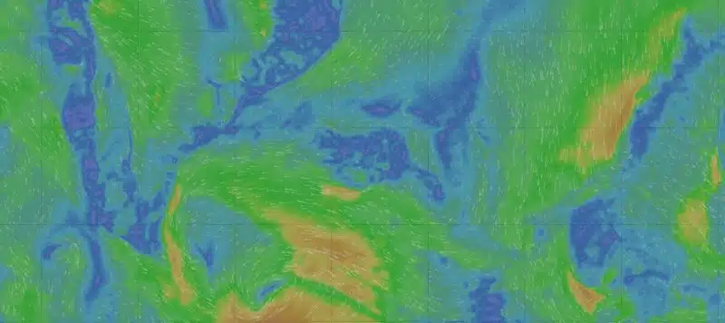 Carte des vents de surface sur l Islande pour la semaine du 17 au 23 aout 2026, modele ECMWF