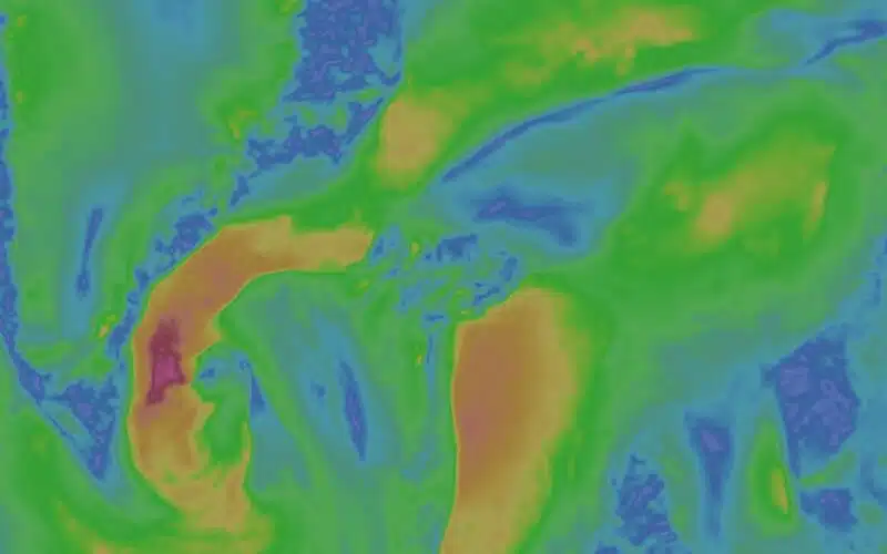 Carte des vents en Islande pour la semaine du 24 au 30 aout 2026