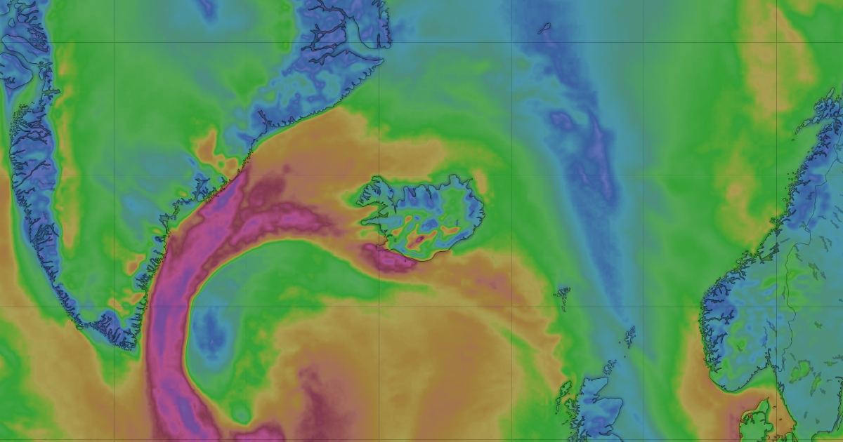 Carte Windy des vents de surface sur l’Islande, semaine du 21 au 27 septembre 2026, modèle ECMWF