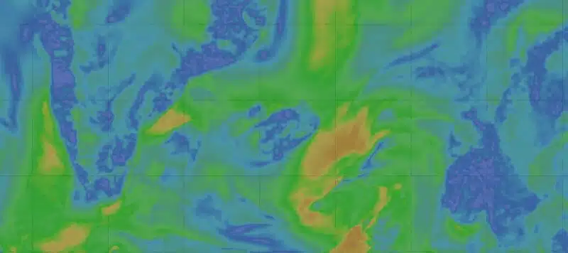 Carte Windy des vents de surface au-dessus de l Islande pour la semaine du 1er au 7 septembre 2026
