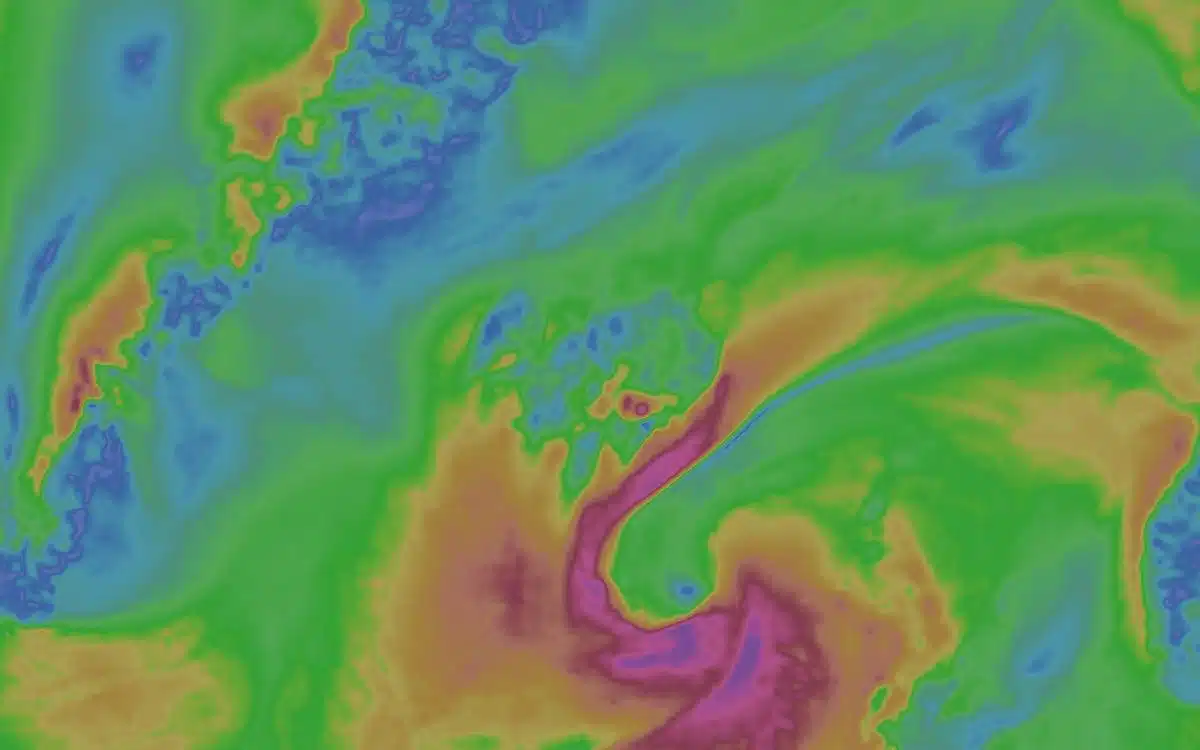 Carte des vents sur l Islande le 7 septembre 2026, modele ECMWF affiche par Windy