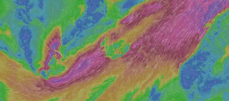 Carte des vents sur l'Islande (Windy) - semaine du 19 au 25 octobre 2026