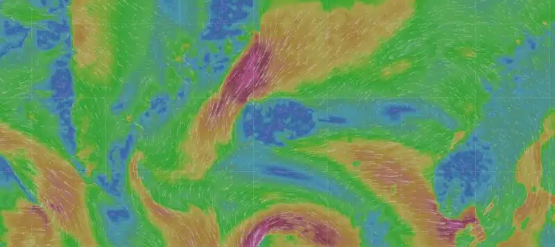 Carte Windy des vents en Islande, semaine du 26 octobre 2026